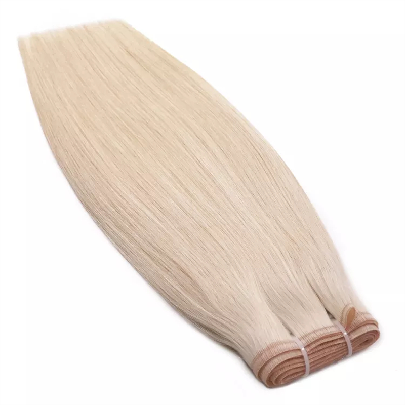 Wholesale Blonde Color 60# Russian Hair Flat Weft Top Grade Flat Weft Hair Extension